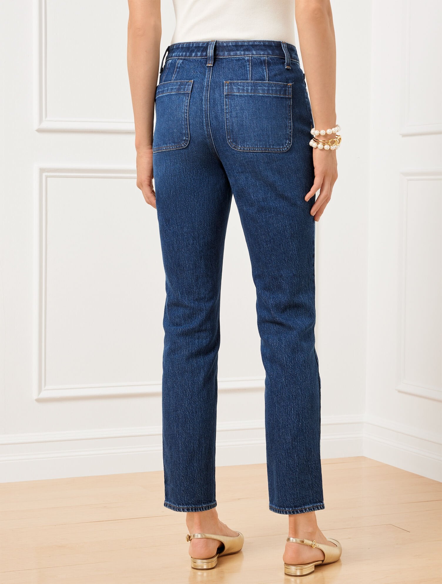 SLIM STRAIGHT ANKLE JEANS - BETTINA WASH | Talbots discount
