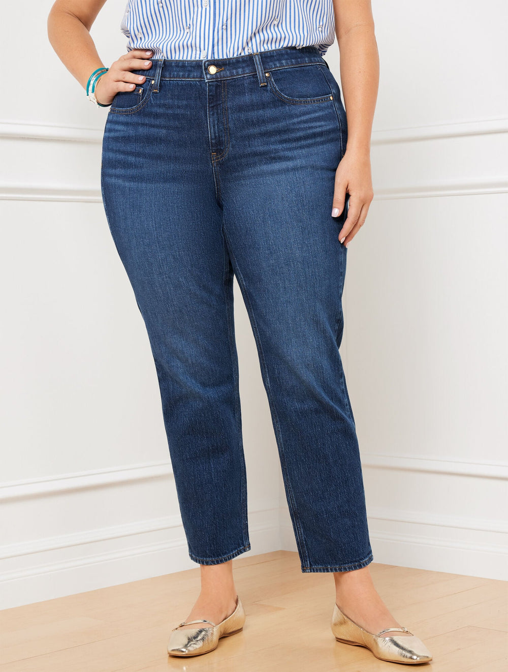 SLIM STRAIGHT ANKLE JEANS - BETTINA WASH | Talbots discount