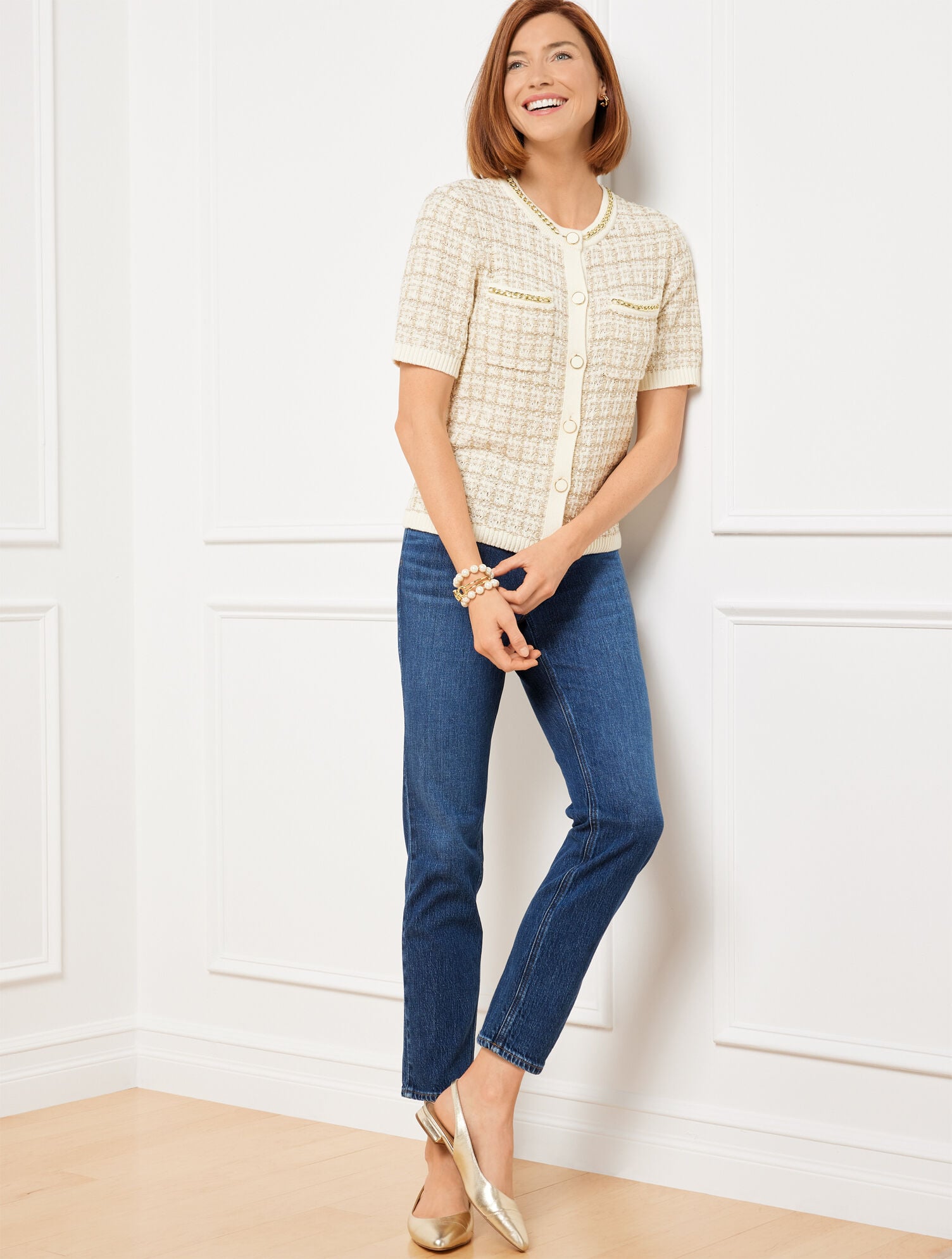 SLIM STRAIGHT ANKLE JEANS - BETTINA WASH | Talbots discount