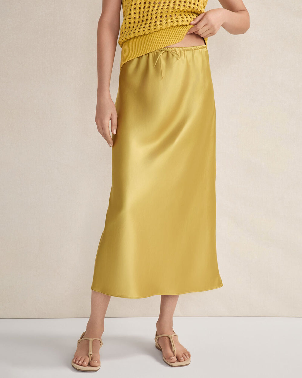 FLOWY DRAWSTRING MIDI SKIRT | Talbots US