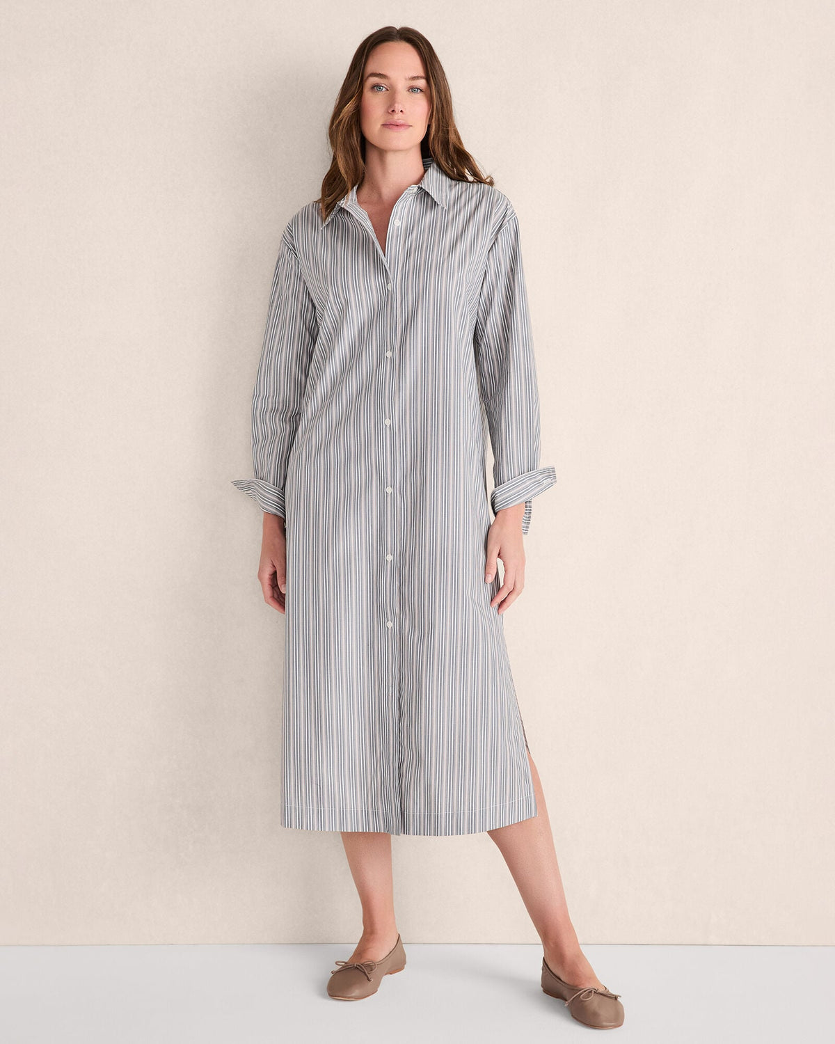 ORGANIC COTTON POPLIN BUTTONDOWN MIDI DRESS | Talbots sale