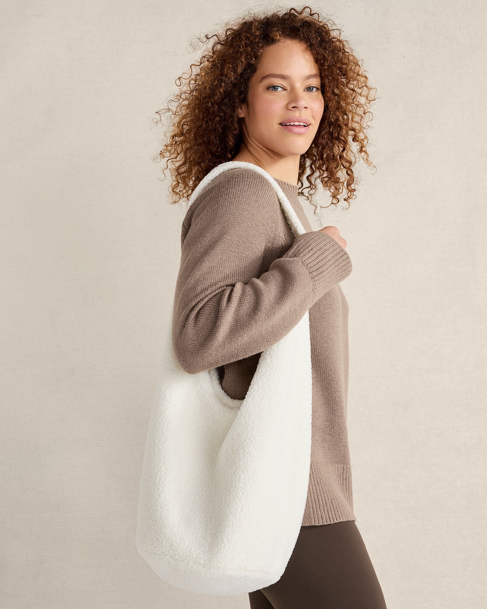 CURLY SHERPA BUCKET TOTE | Talbots on sale