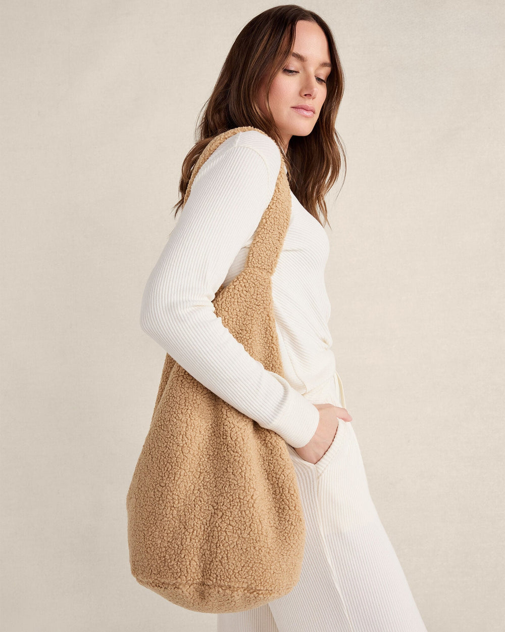 CURLY SHERPA BUCKET TOTE | Talbots on sale