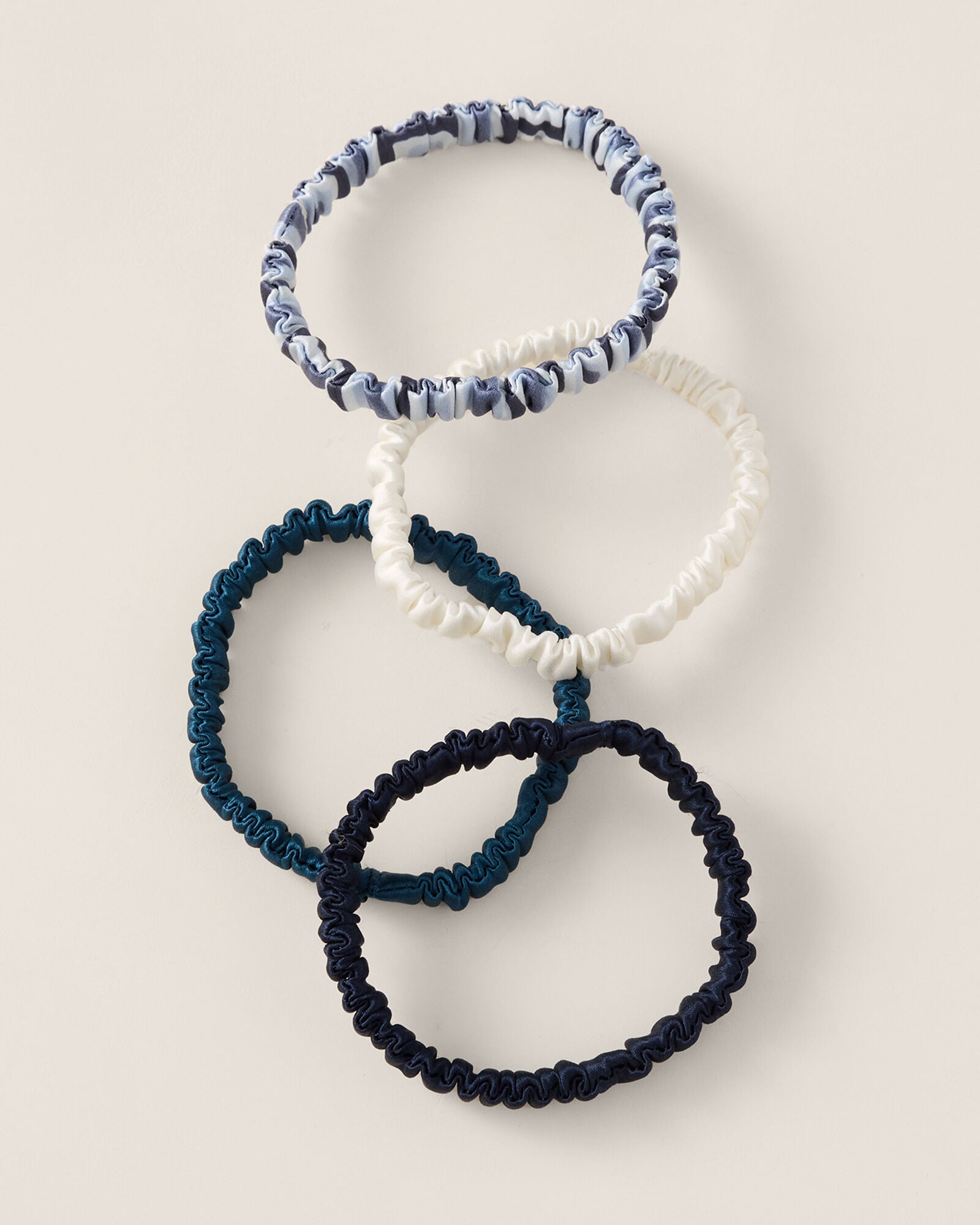 WASHABLE SILK HAIR TIES - NAVY COMBO | Talbots outlet
