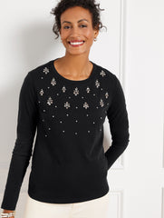 EMBELLISHED CREWNECK TEE | Talbots sale