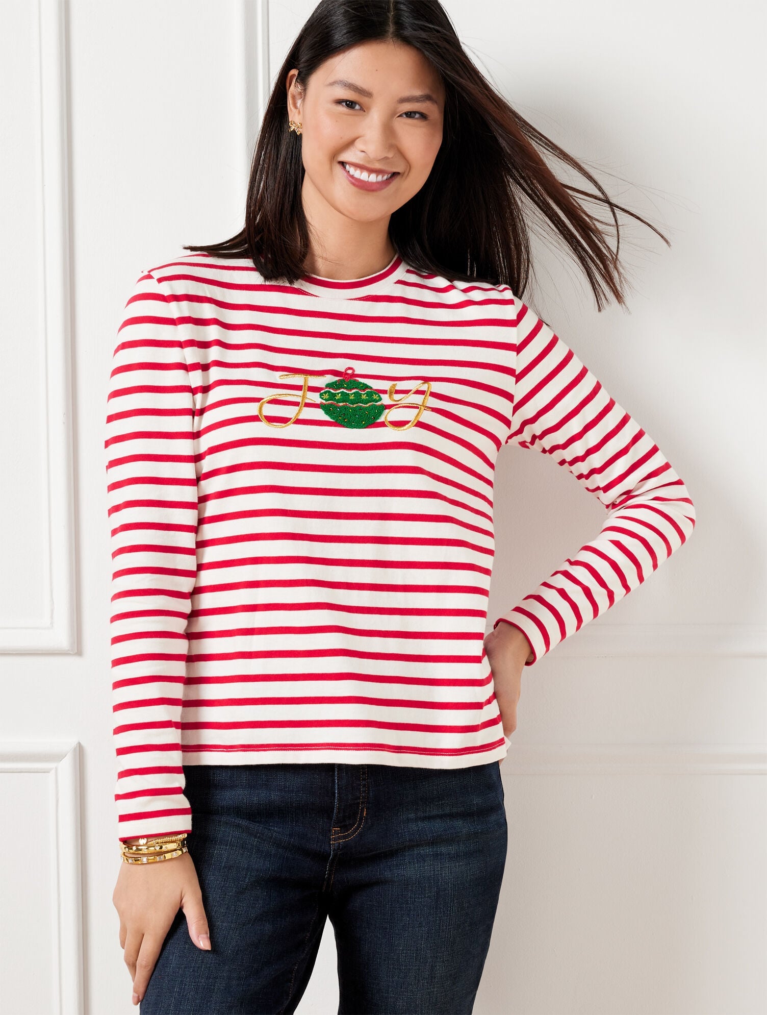 CREWNECK TEE - JOY STRIPE | Talbots sale