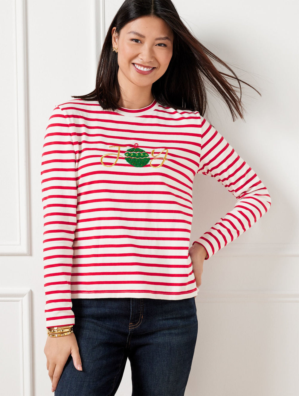 CREWNECK TEE - JOY STRIPE | Talbots sale