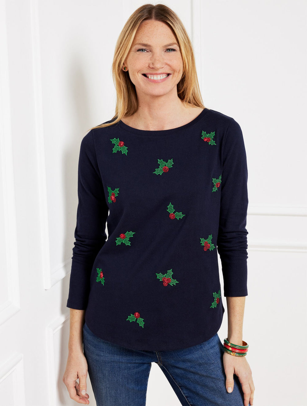EMBROIDERED CREWNECK TEE | Talbots US