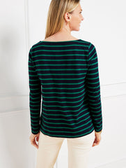 EMBROIDERED BATEAU NECK TEE - COCKTAIL | Talbots on sale