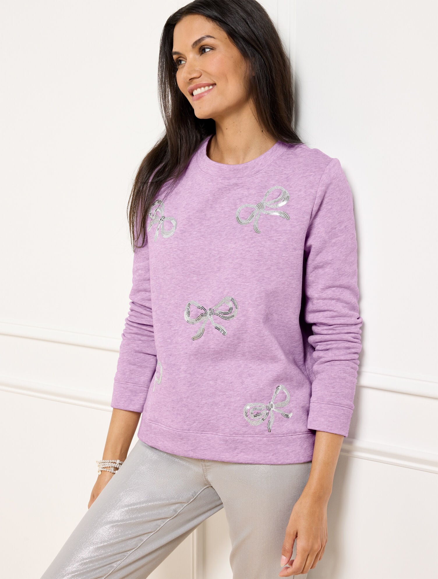 EMBELLISHED CREWNECK SWEATSHIRT | Talbots discount