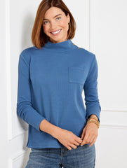 BUTTON MOCKNECK PULLOVER | Talbots US