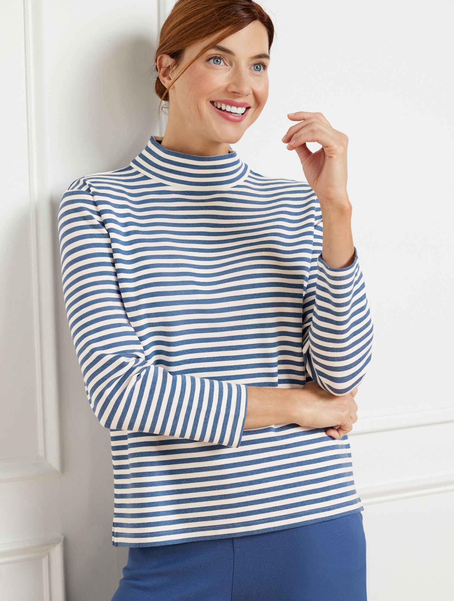 EFFORTLESS ULTRAKNIT ZIP BACK MOCKNECK TOP | Talbots for sale