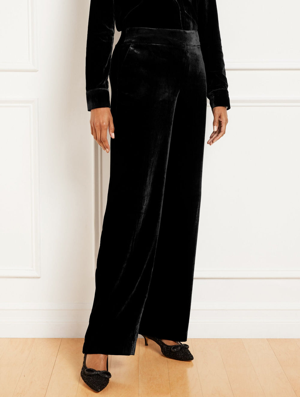 WIDE LEG EFFORTLESS VELVET PANTS | Talbots for sale