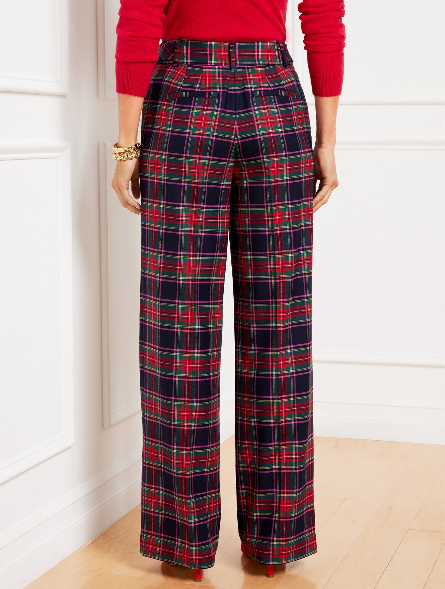TALBOTS GREENWICH WIDE LEG PANTS - DASHING PLAID | Talbots online