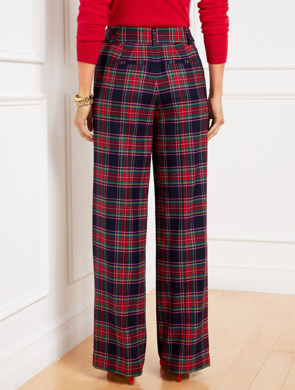 TALBOTS GREENWICH WIDE LEG PANTS - DASHING PLAID | Talbots online