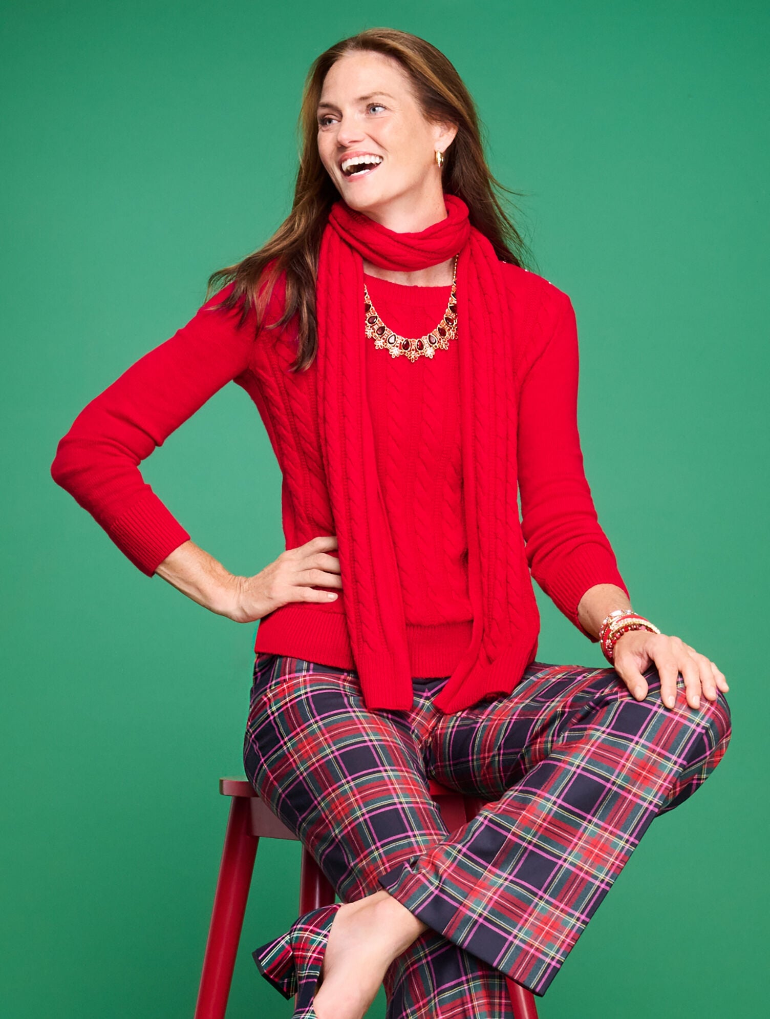 TALBOTS GREENWICH WIDE LEG PANTS - DASHING PLAID | Talbots online