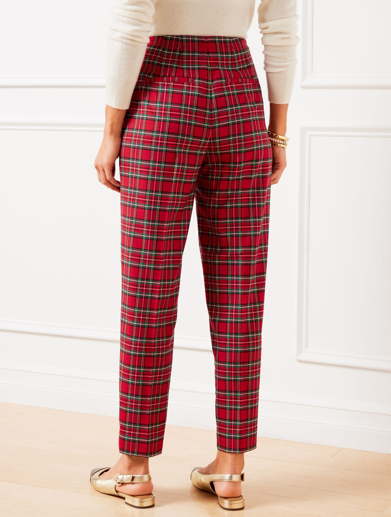 TAPERED ANKLE PANTS - APPLE CIDER PLAID | Talbots US