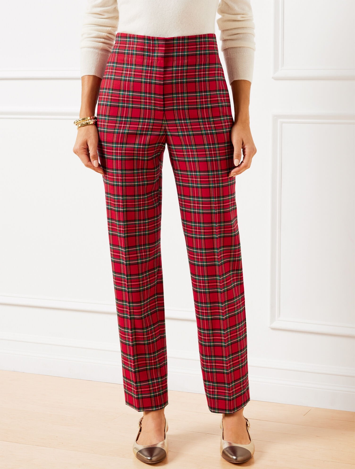 TAPERED ANKLE PANTS - APPLE CIDER PLAID | Talbots US