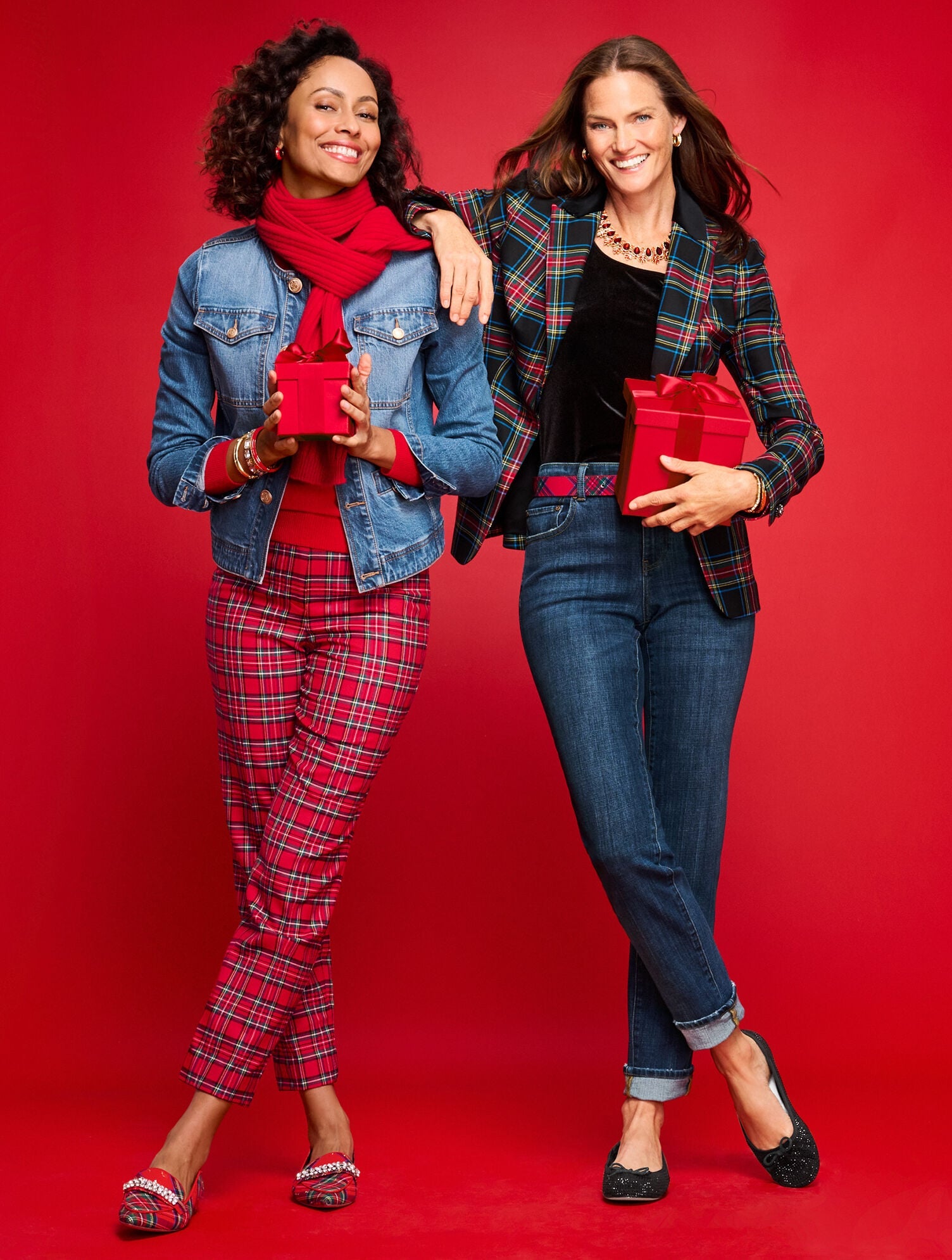 TAPERED ANKLE PANTS - APPLE CIDER PLAID | Talbots US