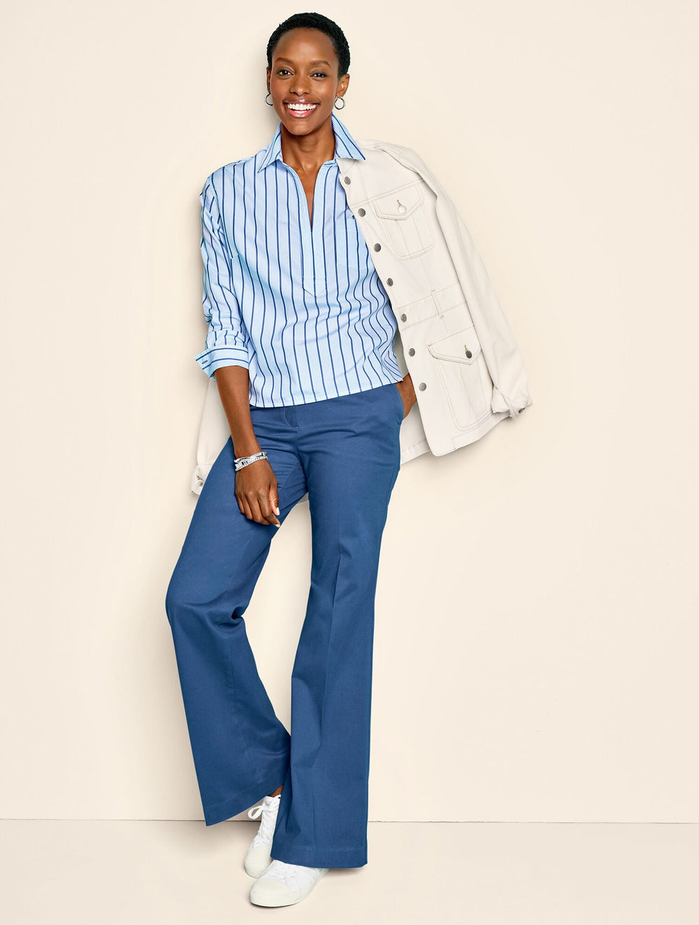 FLARE LEG TWILL PANTS | Talbots US
