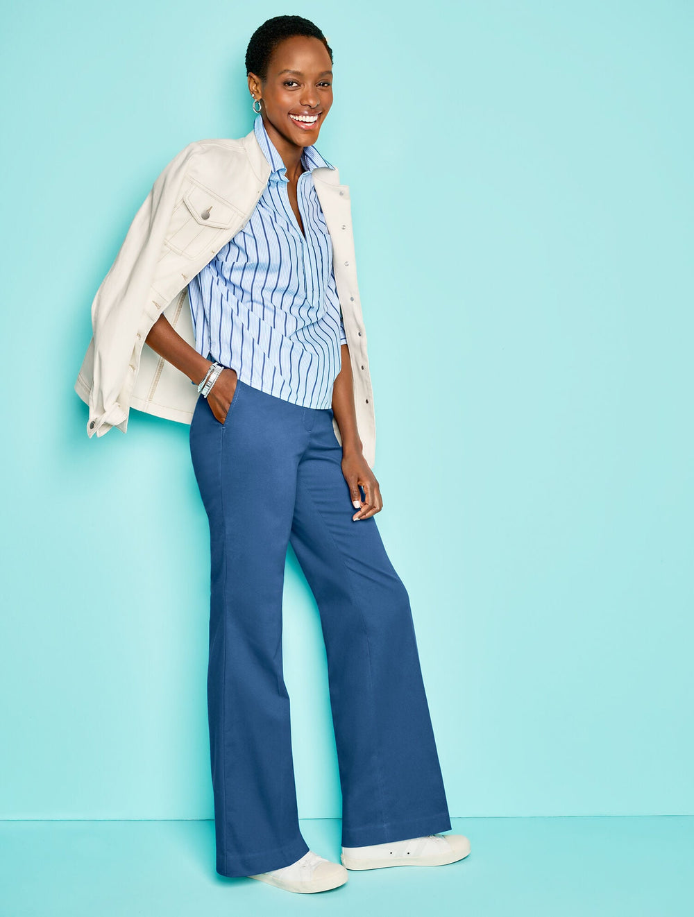 FLARE LEG TWILL PANTS | Talbots US