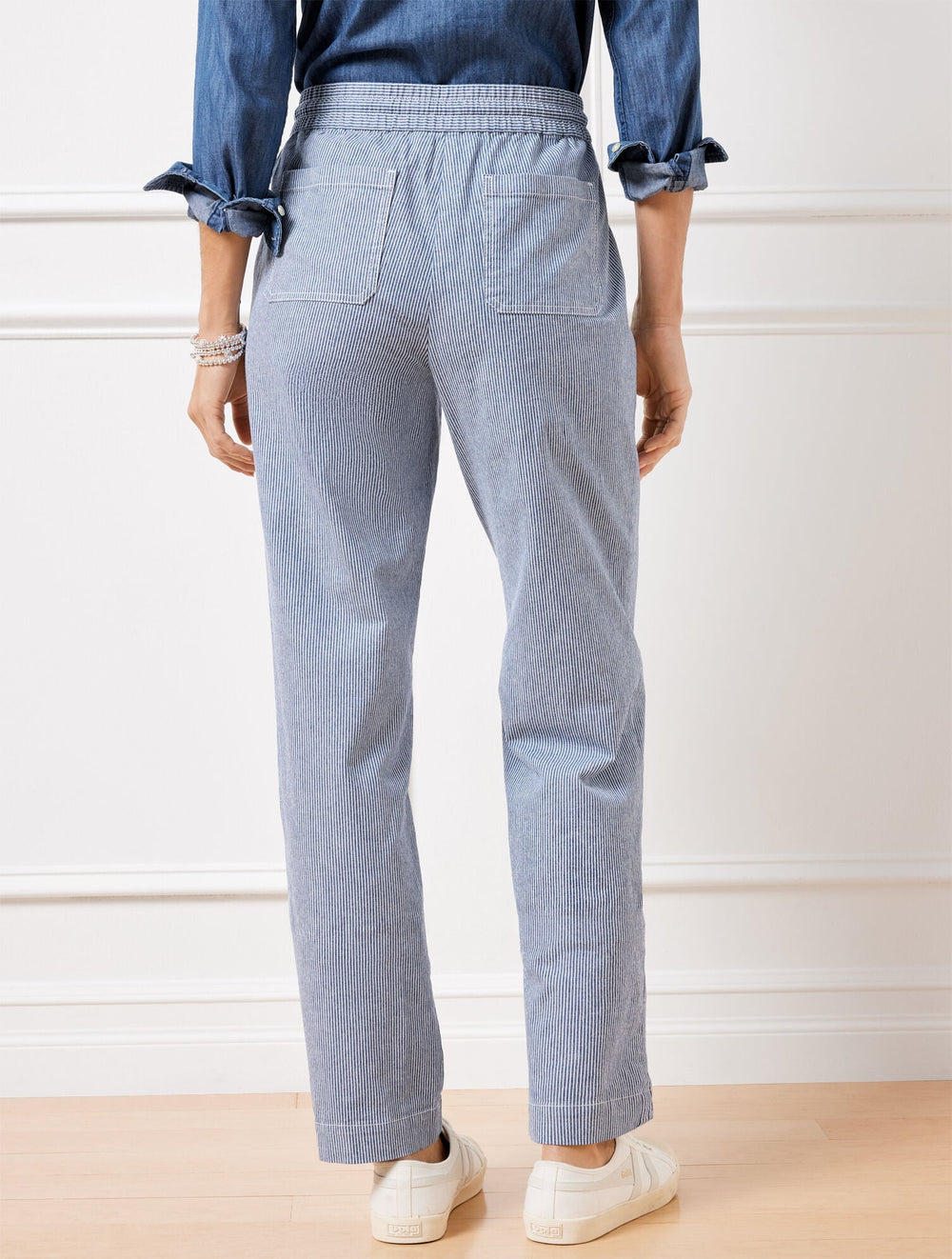 STRAIGHT LEG DRAWSTRING PANTS - RAILROAD STRIPE | Talbots near me