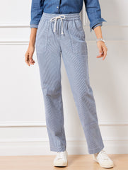 STRAIGHT LEG DRAWSTRING PANTS - RAILROAD STRIPE | Talbots near me