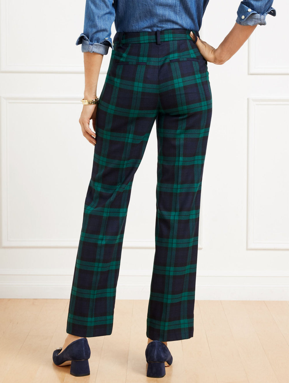 TALBOTS SOUTHAMPTON STRAIGHT LEG PANTS - DASHING BLACK WATCH TARTAN | Talbots near me