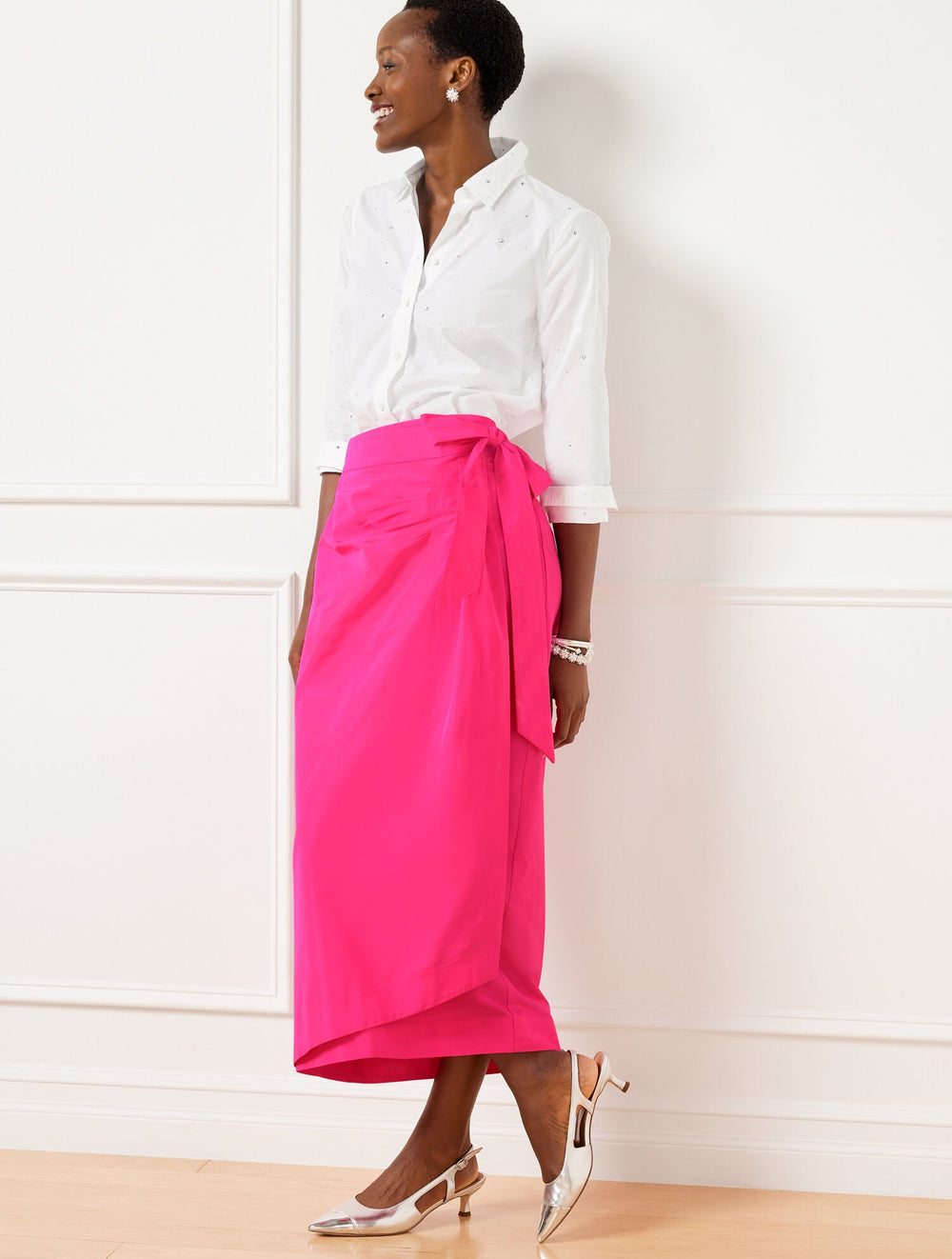 TAFFETA DRAPED MAXI SKIRT | Talbots US