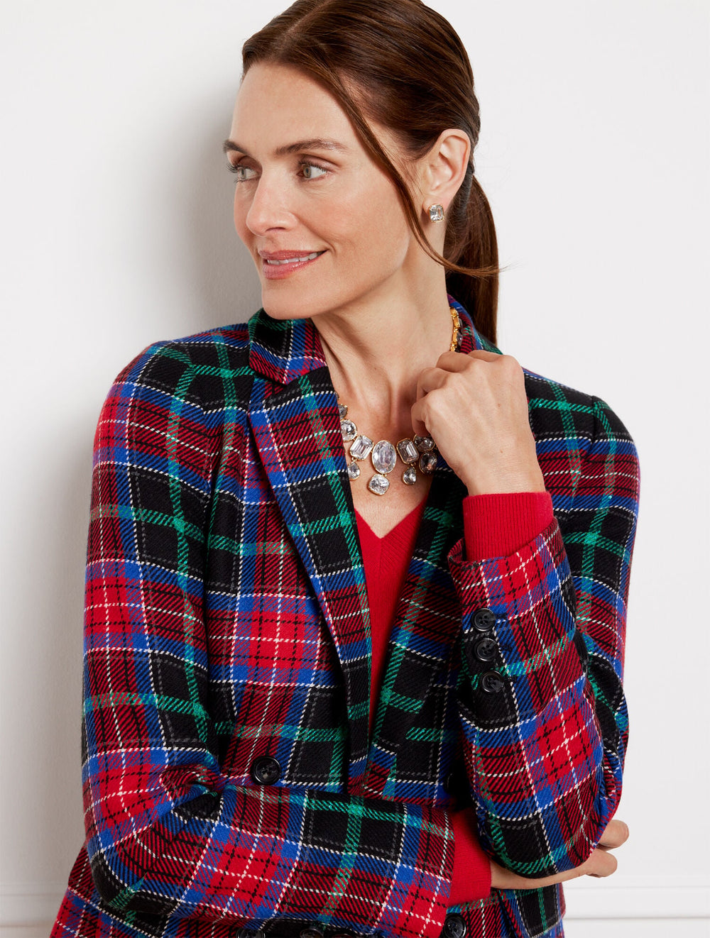 OPEN FRONT BLAZER - LOG FIRE PLAID | Talbots sale