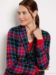 OPEN FRONT BLAZER - LOG FIRE PLAID | Talbots sale