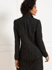 METALLIC FRINGE TWEED DOUBLE BREASTED BLAZER | Talbots online