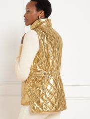 QUILTED DOWN PUFFER VEST - METALLIC | Talbots discount
