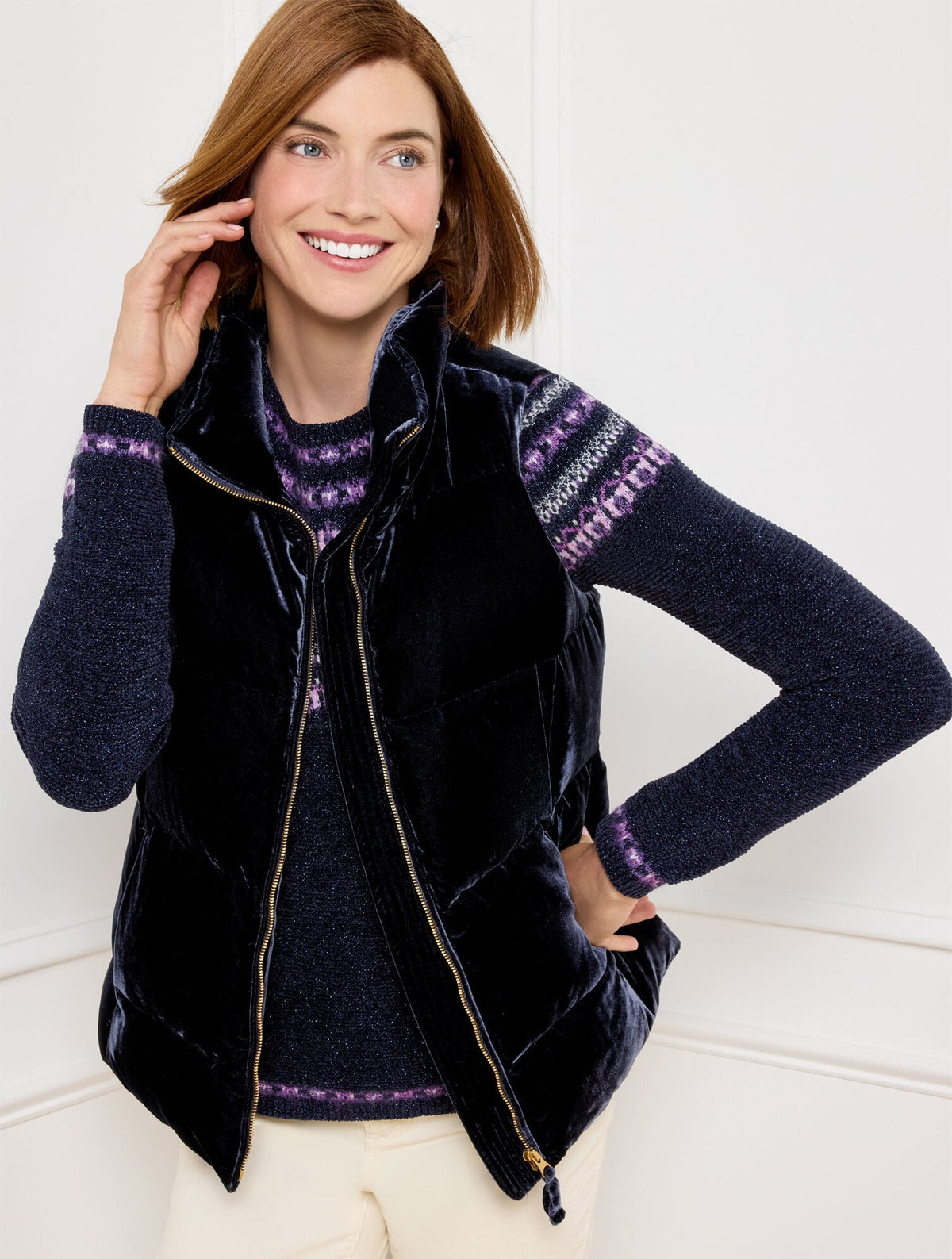 EFFORTLESS VELVET DOWN PUFFER VEST | Talbots on sale