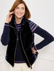 EFFORTLESS VELVET DOWN PUFFER VEST | Talbots on sale