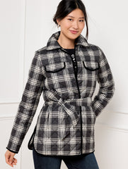 TIE WAIST QUILTED SHIRT JACKET - TRADITIONAL PLAID | Talbots US