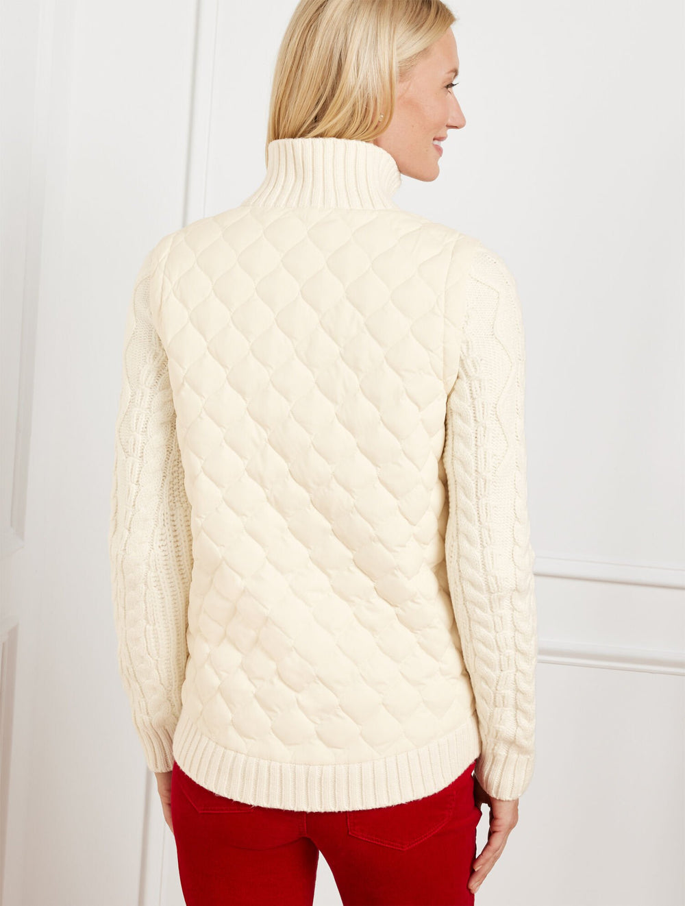 QUILTED PUFFER SWEATER JACKET | Talbots on sale