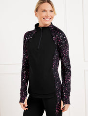 PERFORMANCE INTERLOCK HALF-ZIP PULLOVER - DYNAMIC DOTS | Talbots discount