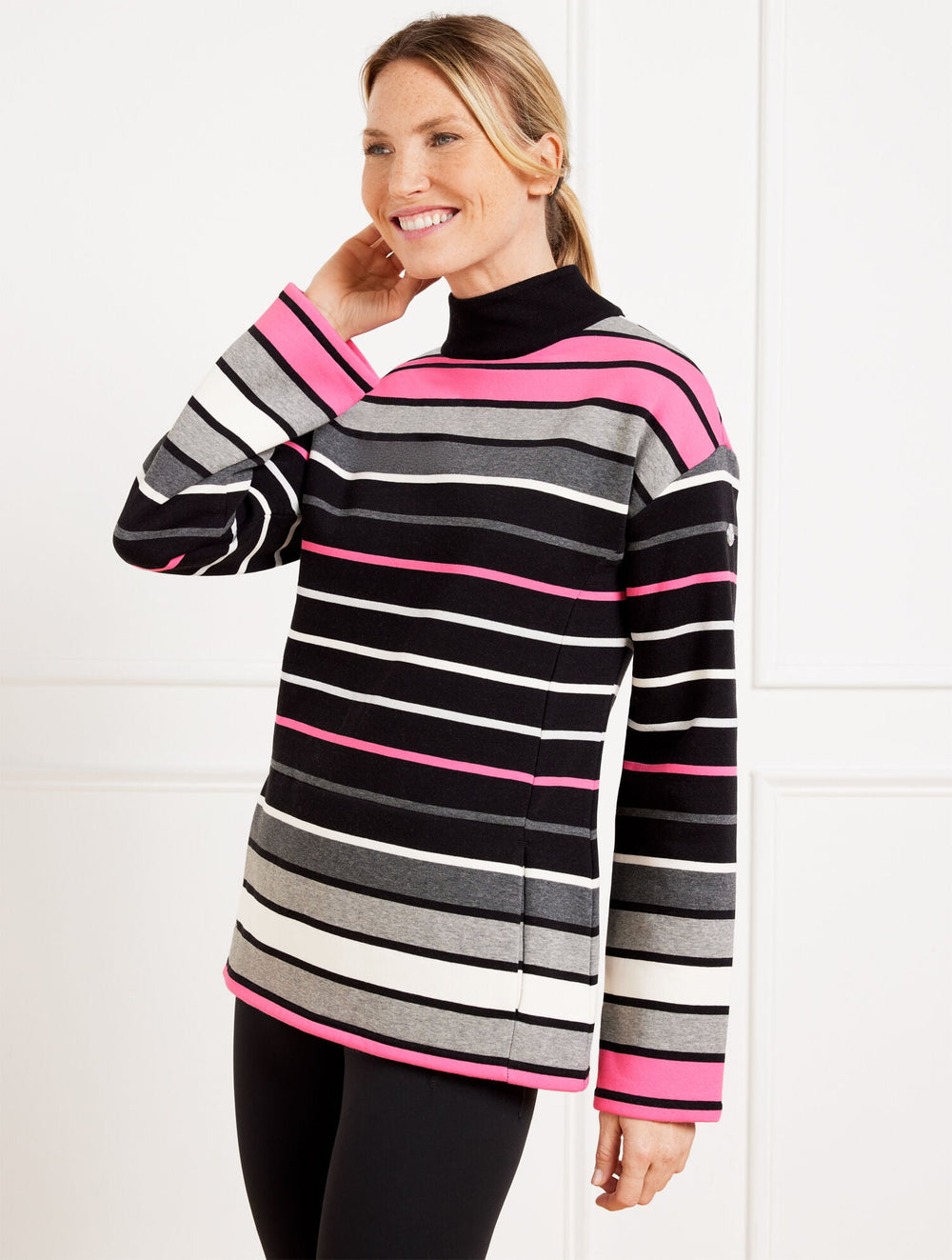 MOCKNECK PULLOVER - FROSTED STRIPE | Talbots for sale