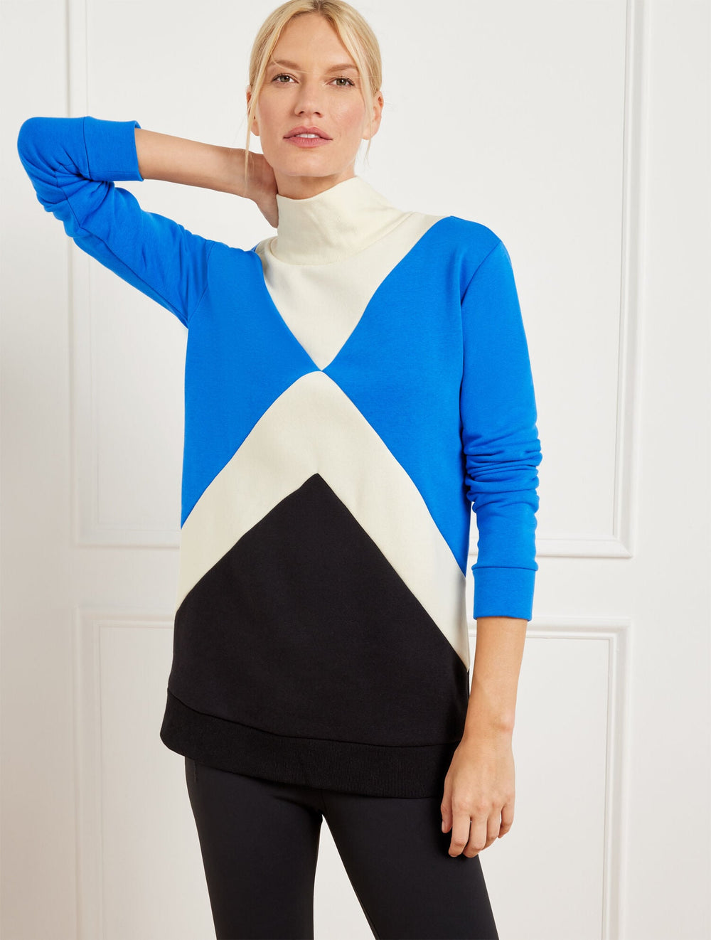 FRENCH TERRY COLORBLOCK MOCKNECK PULLOVER | Talbots on sale