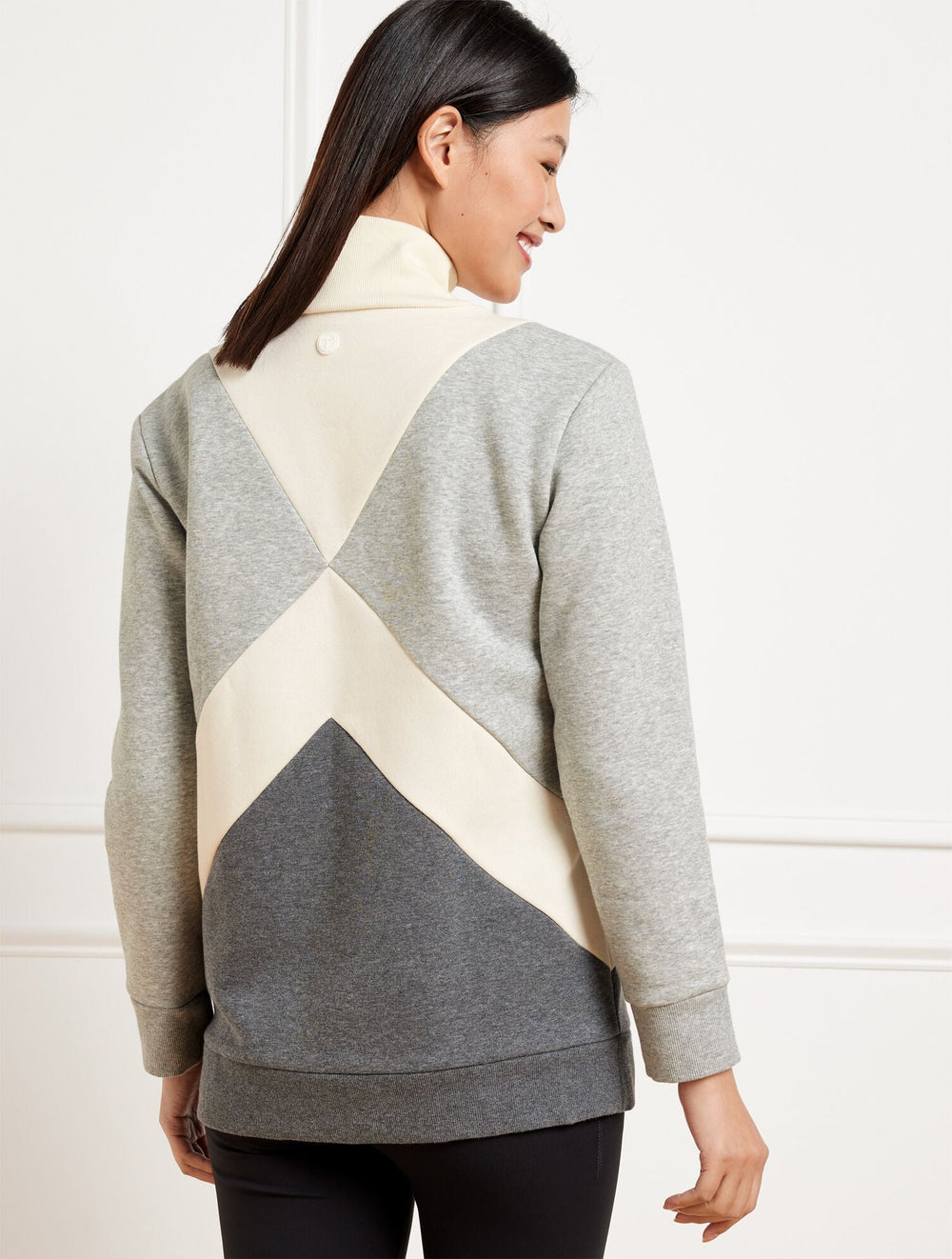 FRENCH TERRY COLORBLOCK MOCKNECK PULLOVER | Talbots on sale