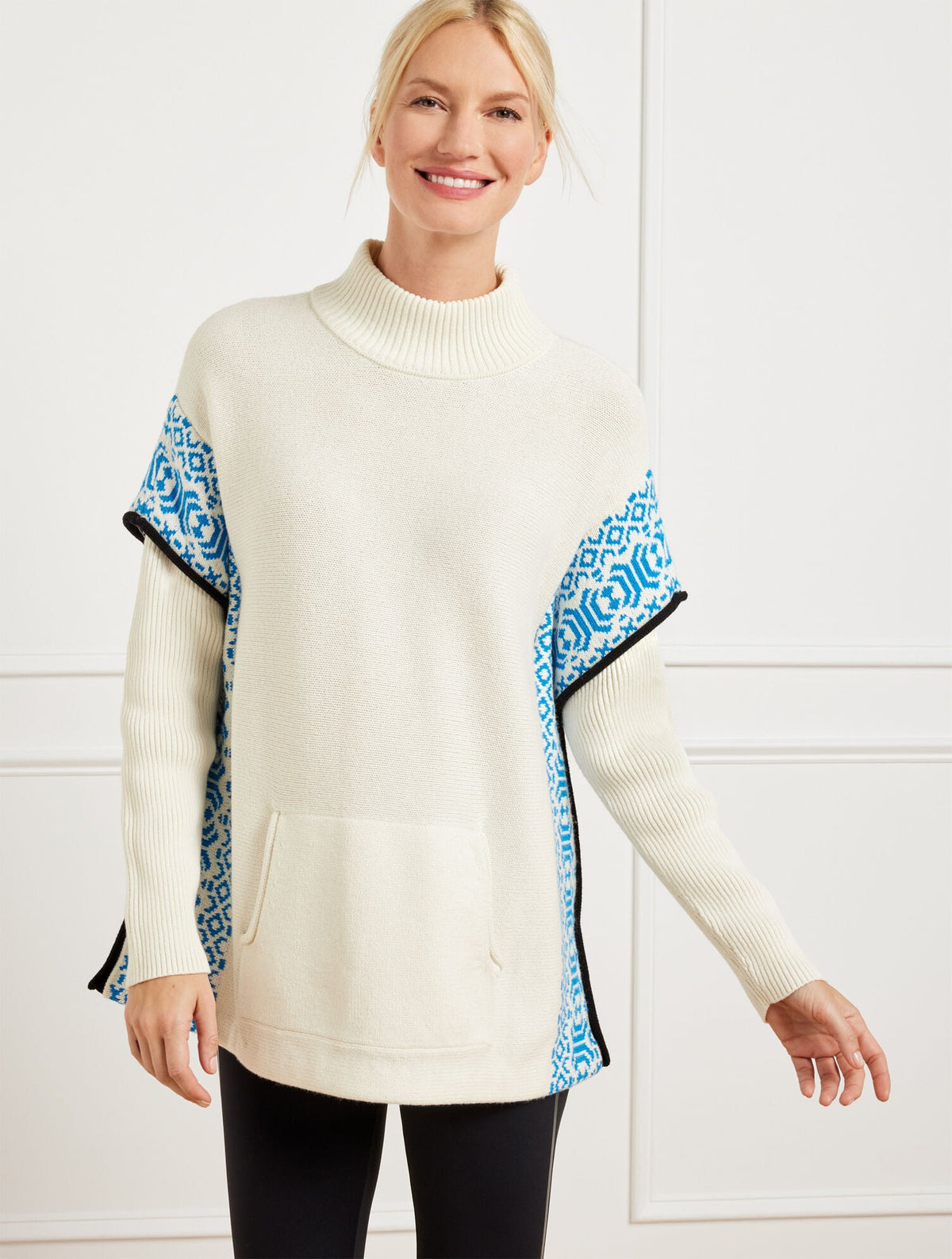 TURTLENECK PONCHO - WINTERY GEO | Talbots online