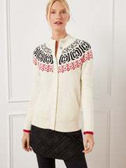 SNAP FRONT SWEATER JACKET - WINTERY GEO | Talbots US