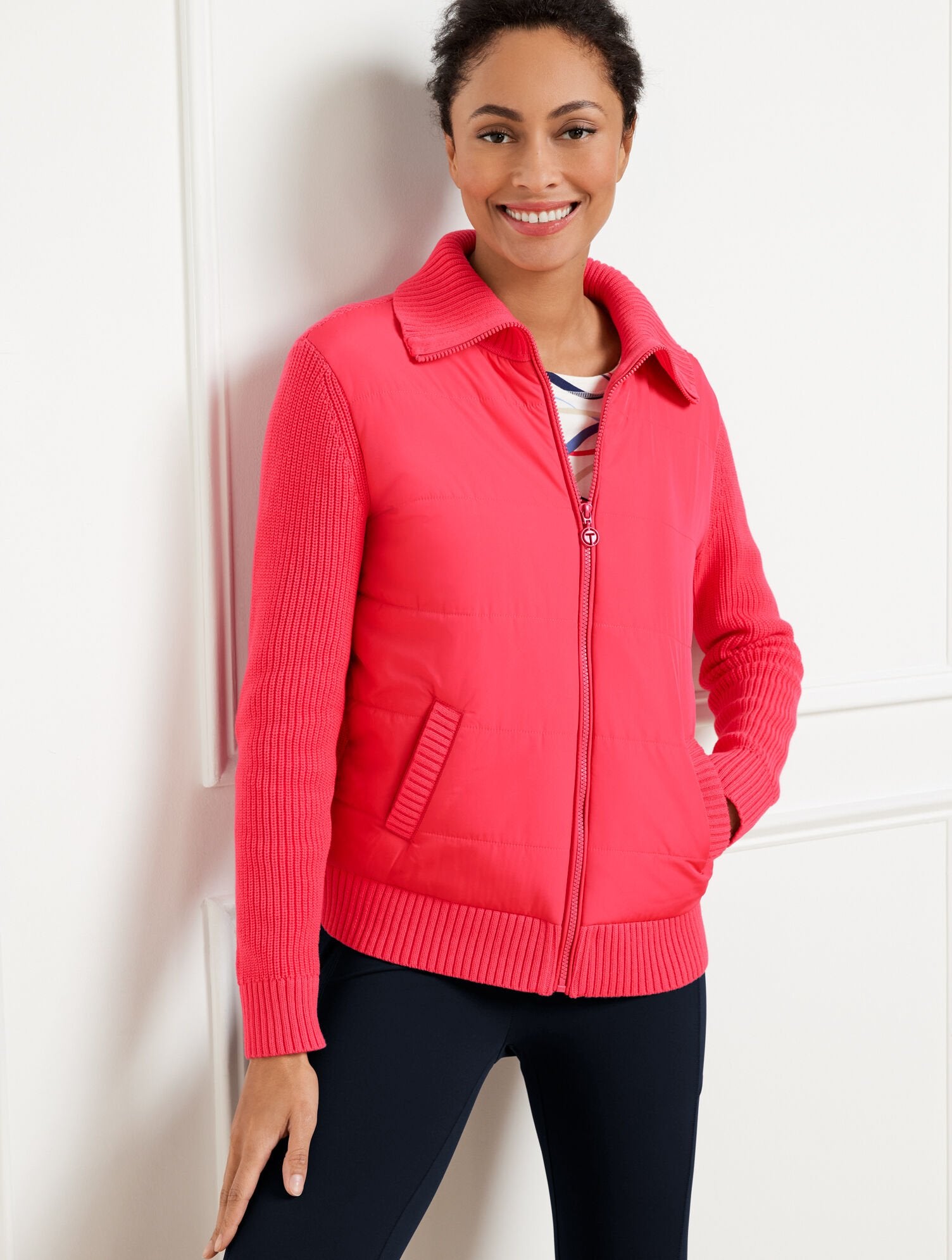 QUILTED FULL ZIP SWEATER JACKET | Talbots discount