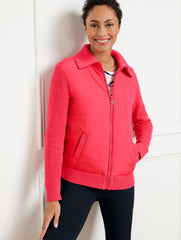 QUILTED FULL ZIP SWEATER JACKET | Talbots discount