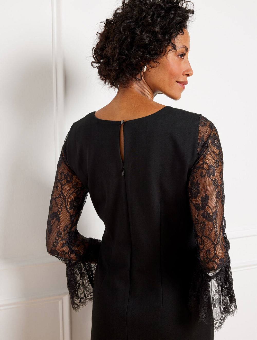 PONTE LACE SLEEVE A-LINE DRESS | Talbots sale