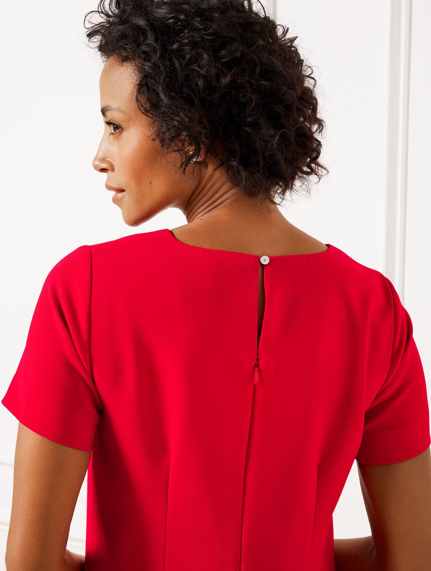 EMBELLISHED BOW CREPE A-LINE DRESS | Talbots on sale