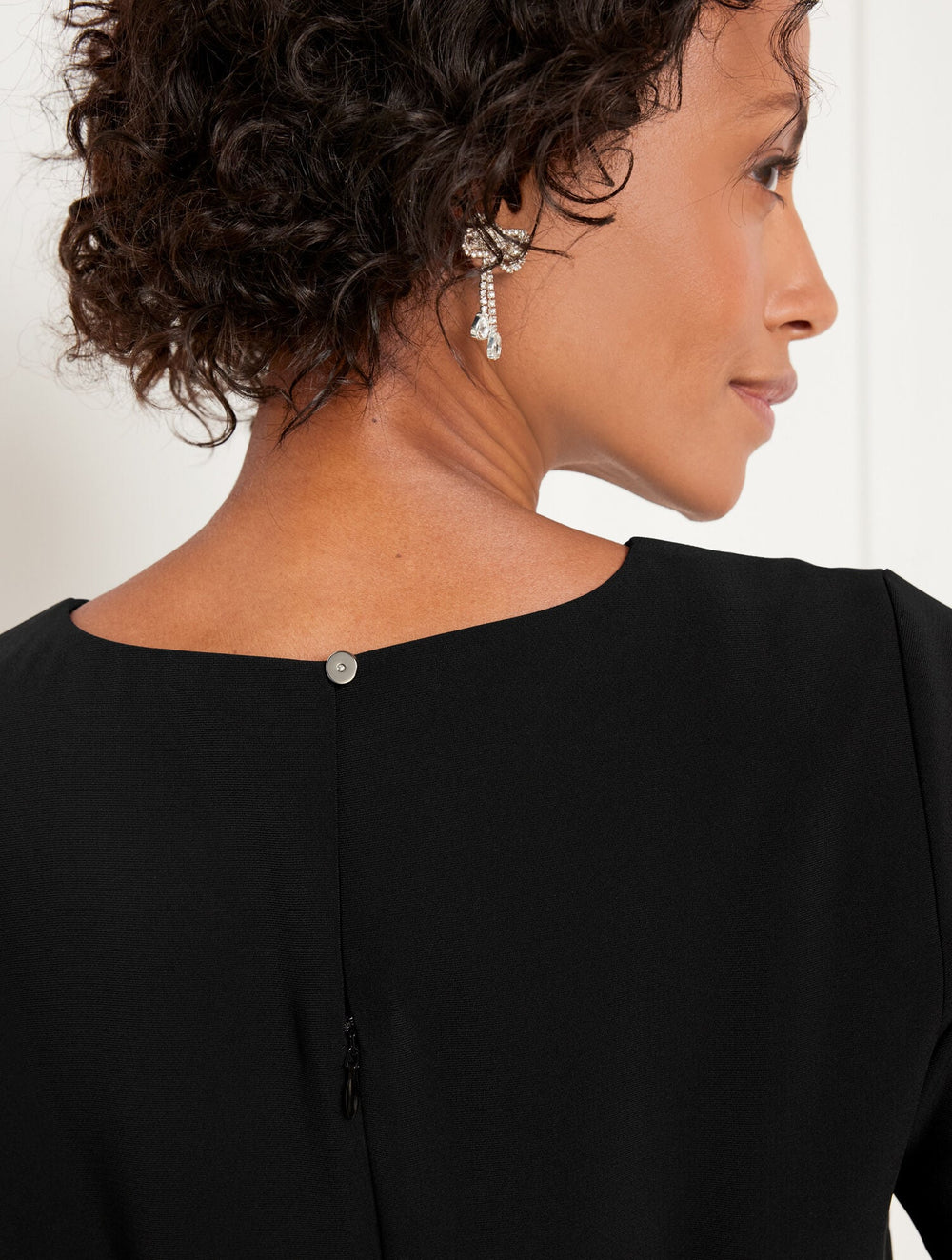 EMBELLISHED BOW CREPE A-LINE DRESS | Talbots on sale