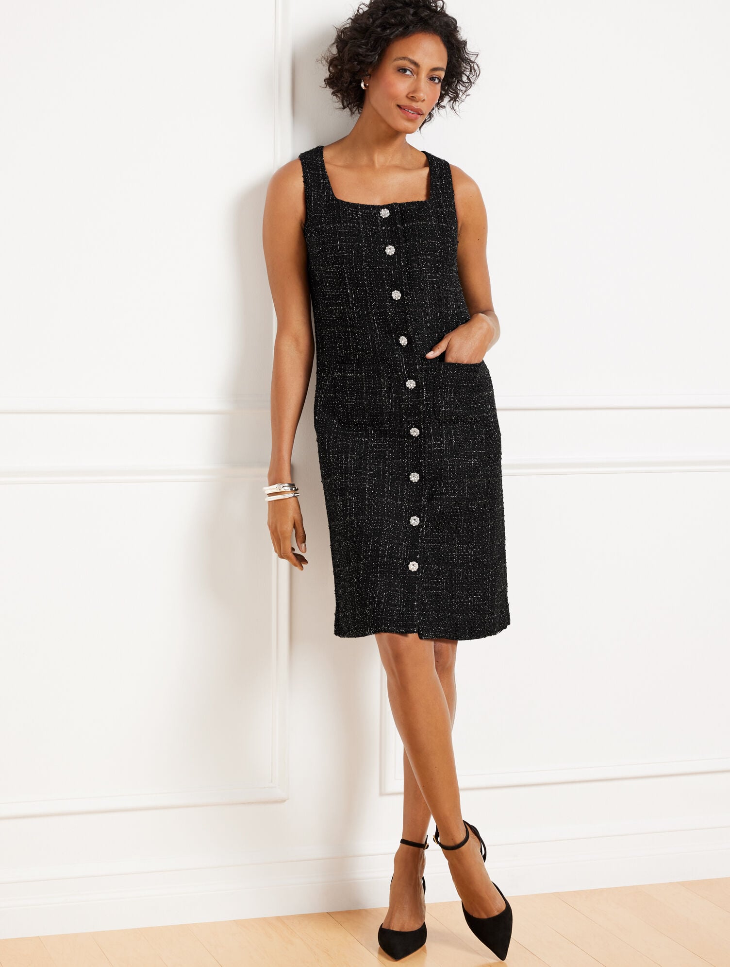 METALLIC TEXTURED TWEED DRESS | Talbots near me
