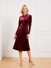 VELVET DRAPED NECK MIDI DRESS | Talbots outlet
